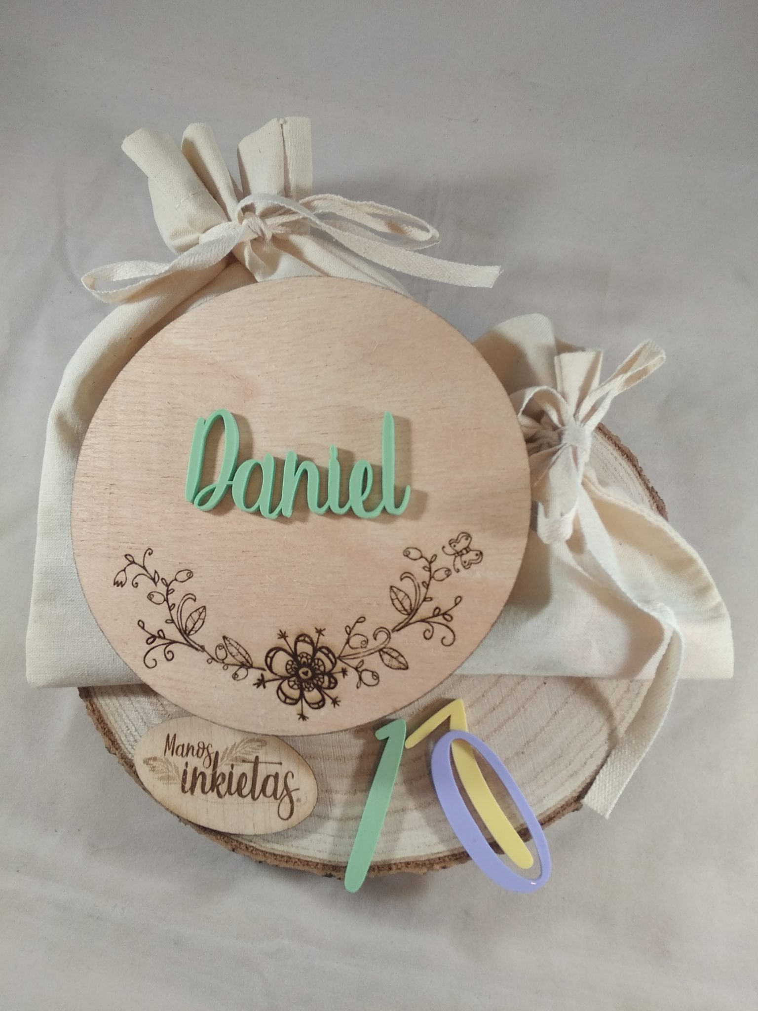 Letrero De Anuncio De Bebé Para Recién Nacido, Hermoso Letrero De Doble Cara Con Nombre De Hello World Para Anuncio De Nacimiento En El Hospital, La Pizarra Redonda Perfecta De Madera