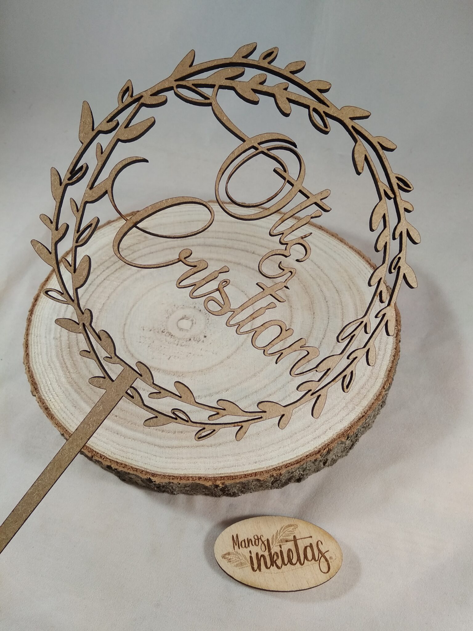 Topper de Madera o MDF para Tarta - Manos Inkietas