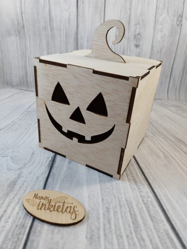 Caja de Madera Calabaza de Halloween