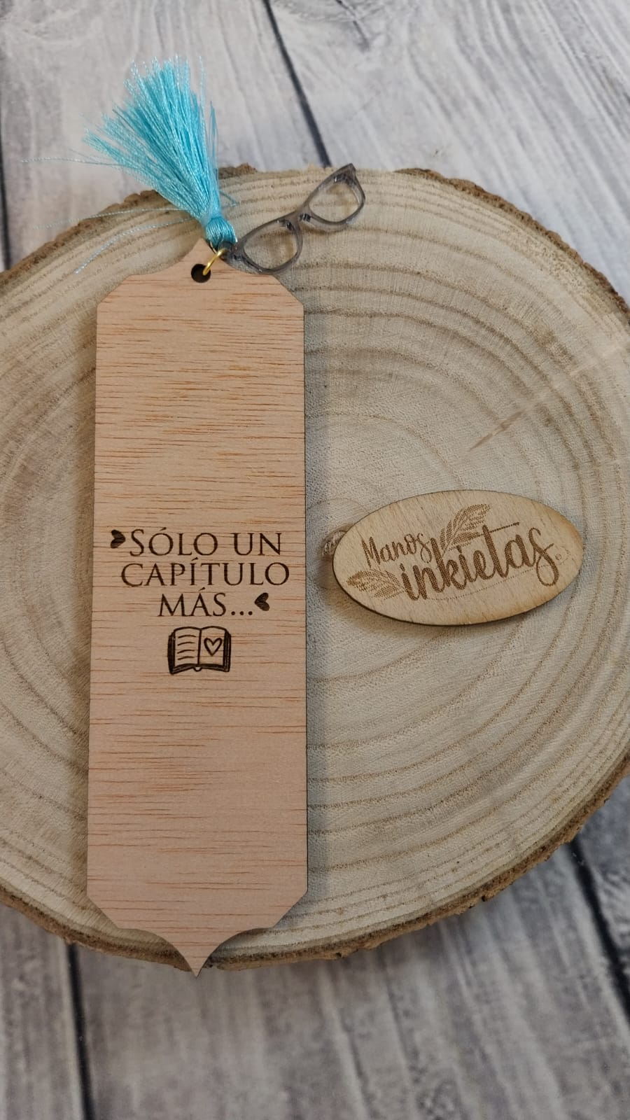 Marcapáginas de Madera con Frases y Piezas de Metacrilato