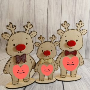 Familia de Renos Navideños de Madera para Personalizar