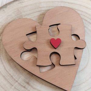 Placa Corazón de Madera con Puzle