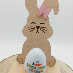 Conejo de Madera con Base para Huevo Kinder