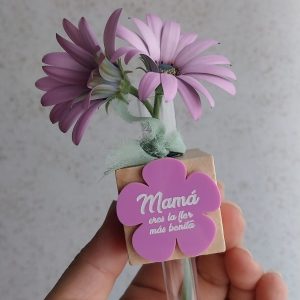 Florero Magnético de Madera y Cristal